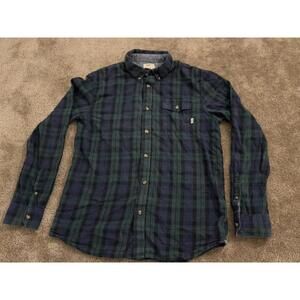 Vans LS Button Down Shirt Blackwatch Tartan Plaid Size Small Pocket